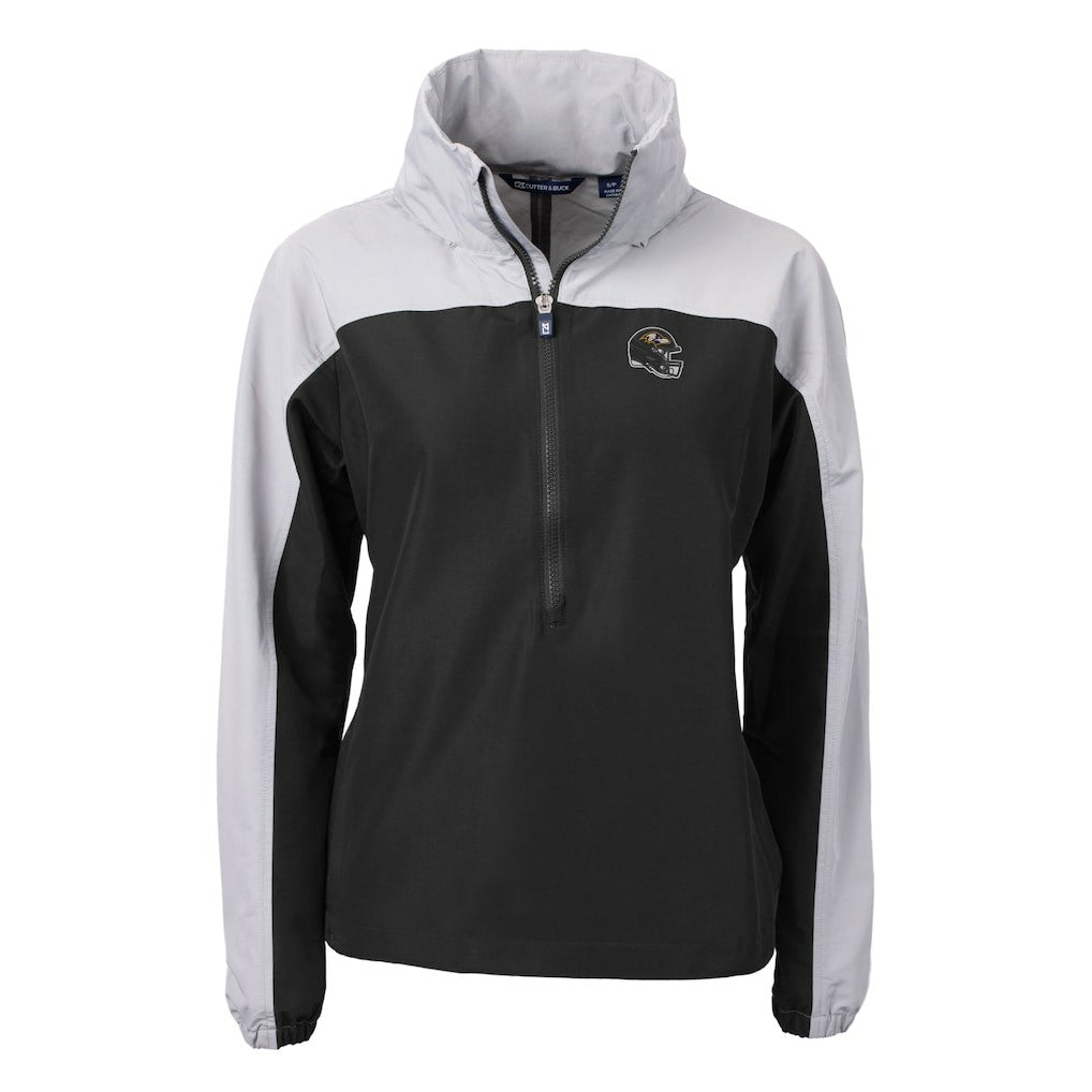 Cutter & Buck Women's Charter Eco Recycled Half-Zip Hooded Anorak Jacket - Baltimore Ravens
