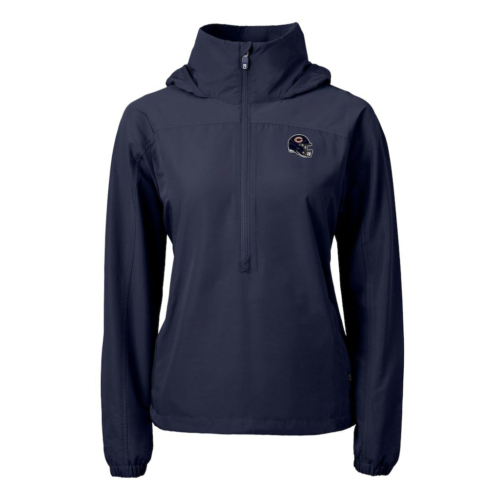 Cutter & Buck Women's Charter Eco Recycled Half-Zip Hooded Anorak Jacket - Chicago Bears