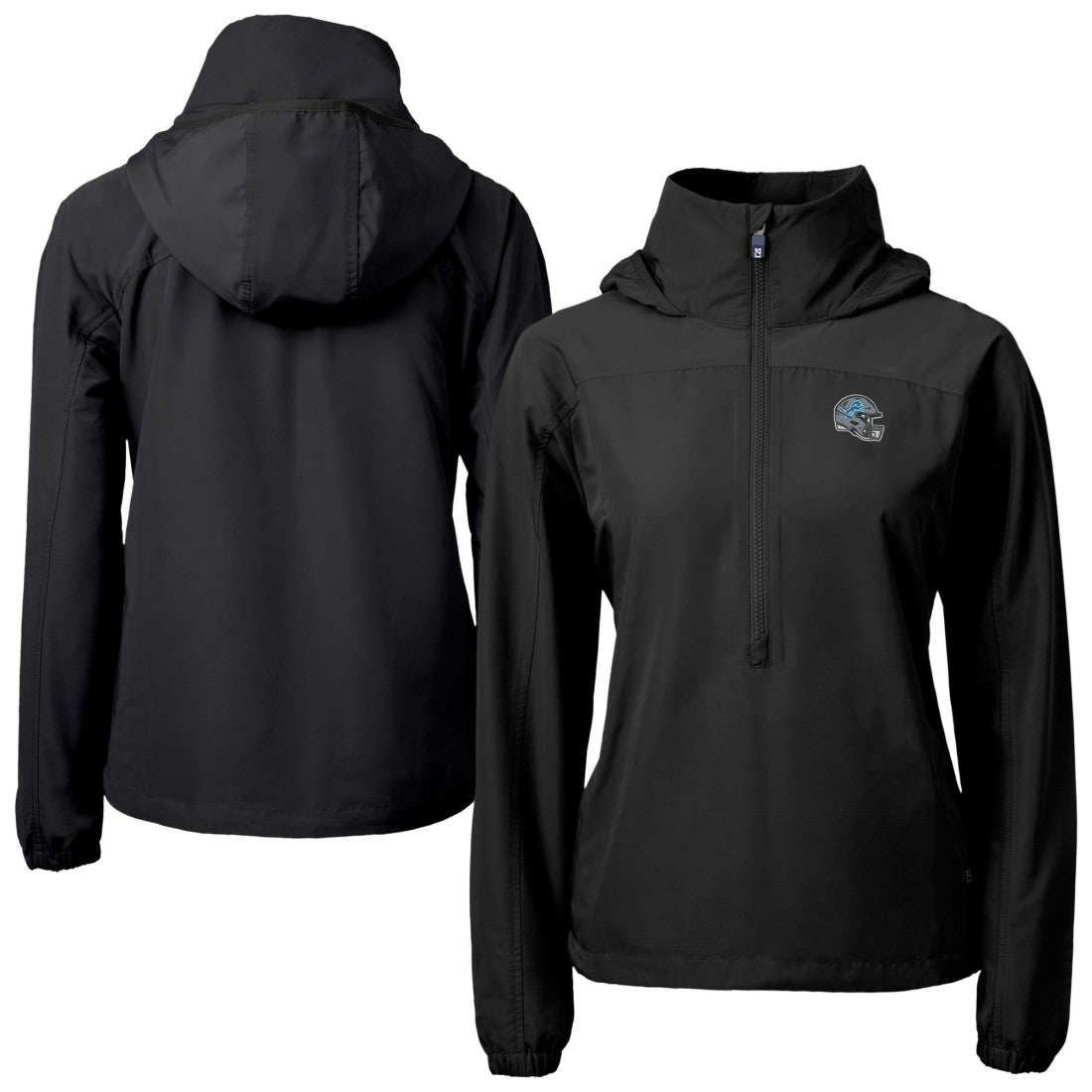 Cutter & Buck Women's Charter Eco Recycled Half-Zip Hooded Anorak Jacket - Detroit Lions