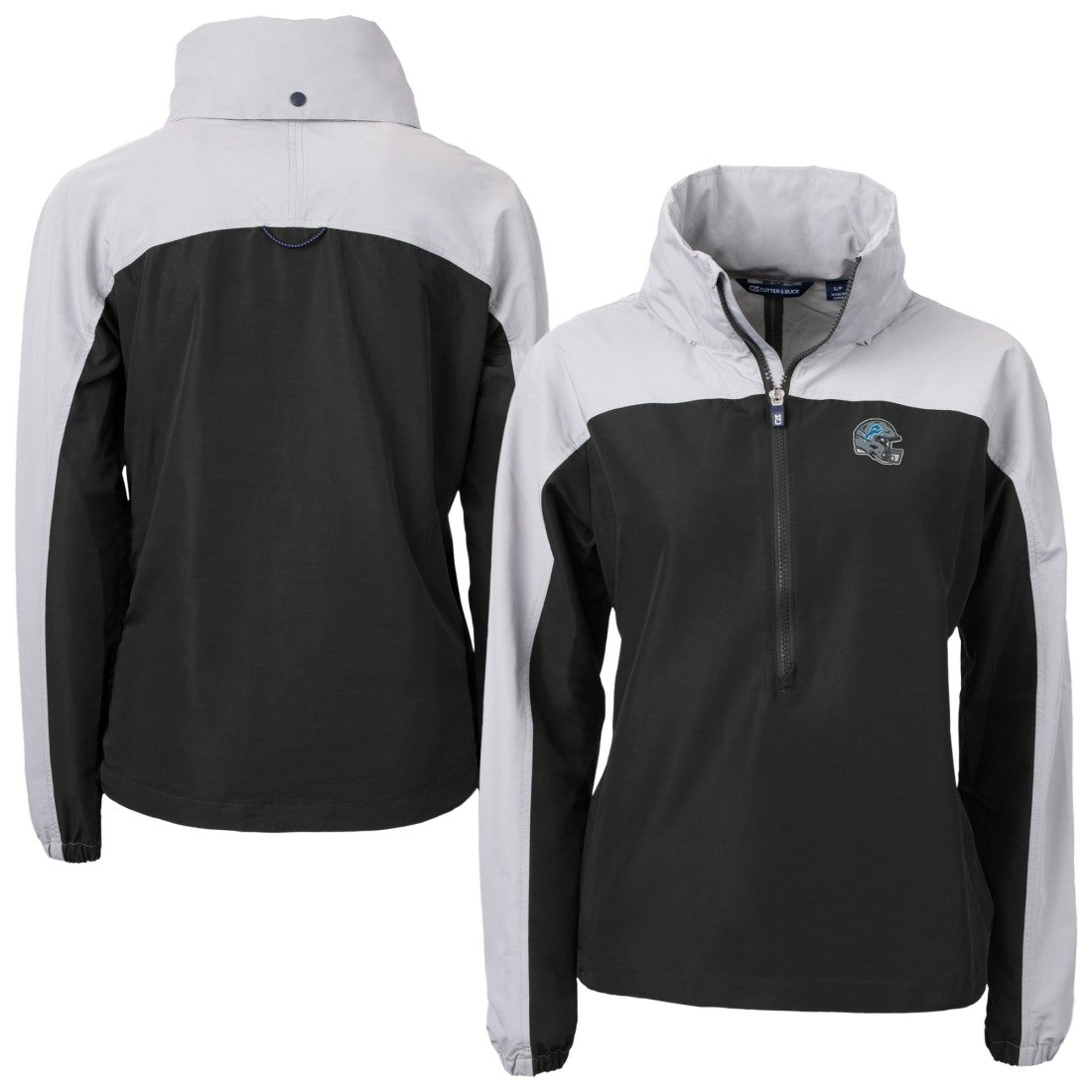 Cutter & Buck Women's Charter Eco Recycled Half-Zip Hooded Anorak Jacket - Detroit Lions