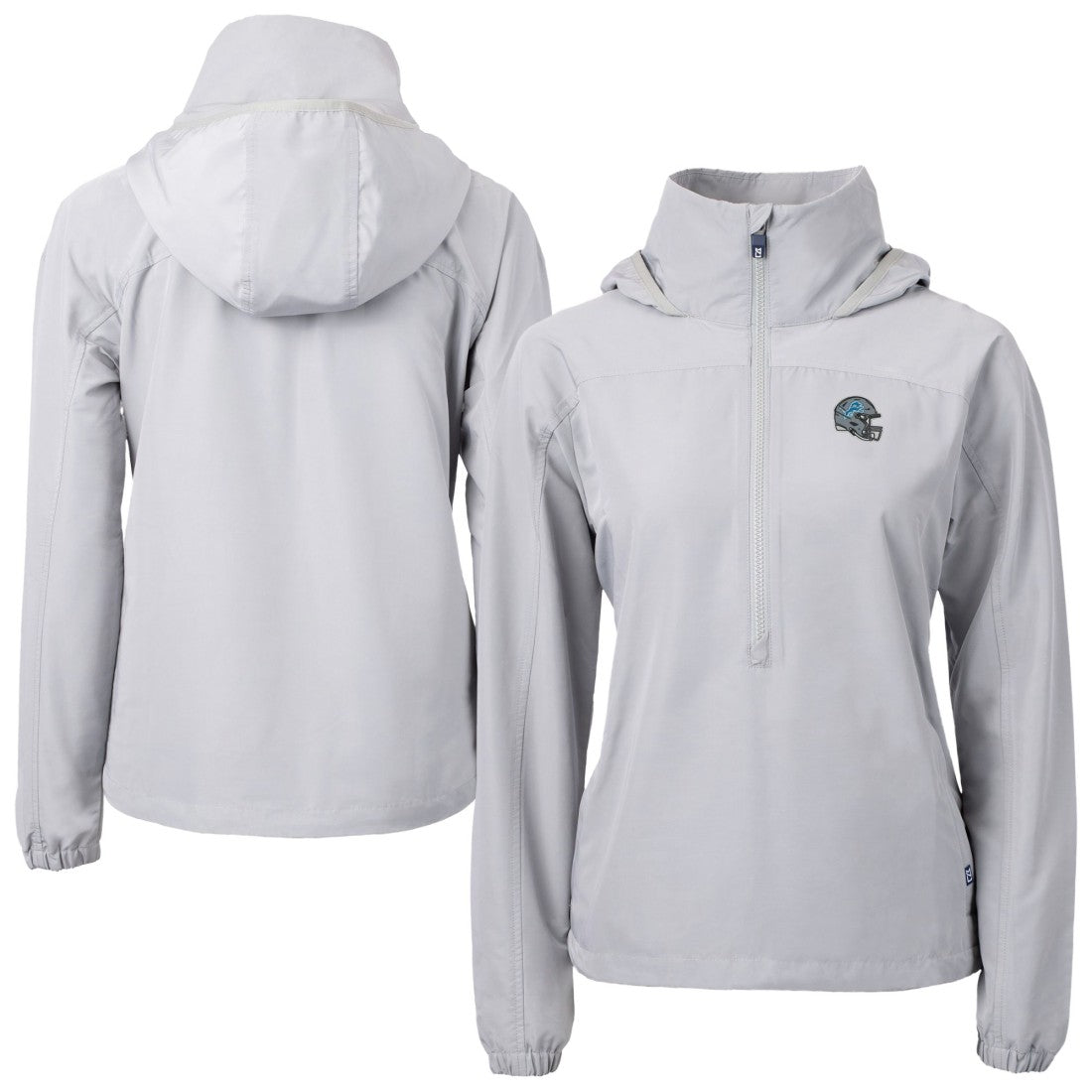 Cutter & Buck Women's Charter Eco Recycled Half-Zip Hooded Anorak Jacket - Detroit Lions