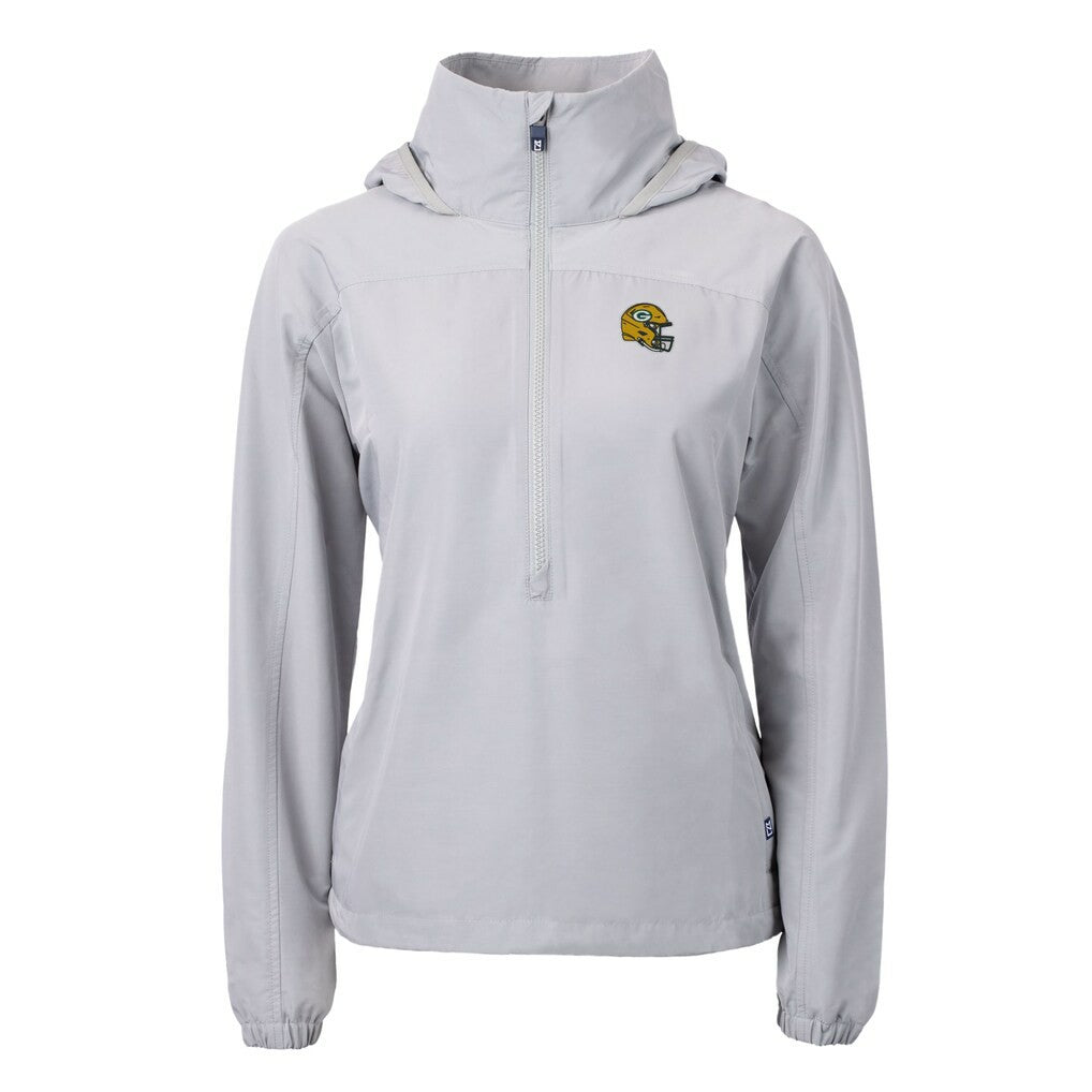 Cutter & Buck Women's Charter Eco Recycled Half-Zip Hooded Anorak Jacket - Green Bay Packers