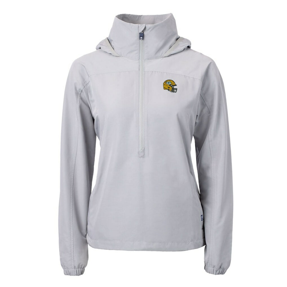 Cutter & Buck Women's Charter Eco Recycled Half-Zip Hooded Anorak Jacket - Green Bay Packers