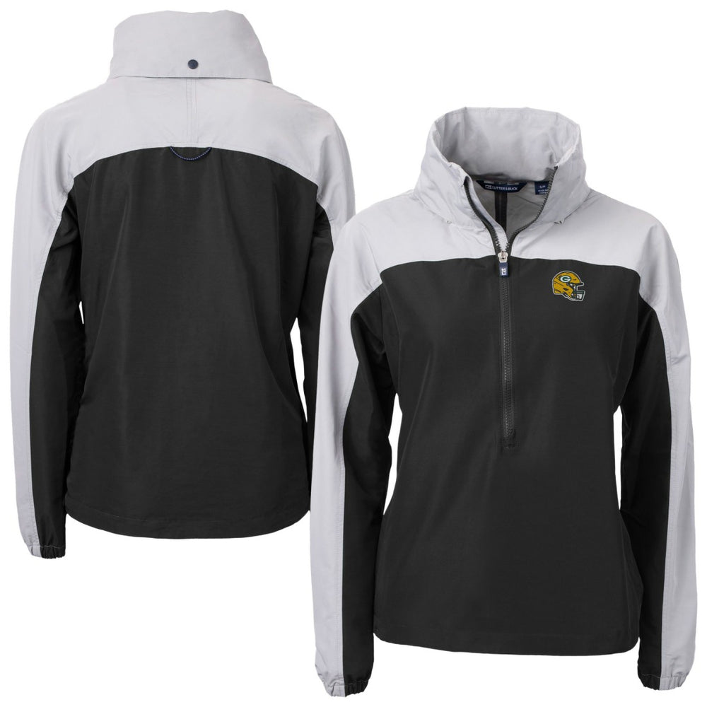 Cutter & Buck Women's Charter Eco Recycled Half-Zip Hooded Anorak Jacket - Green Bay Packers