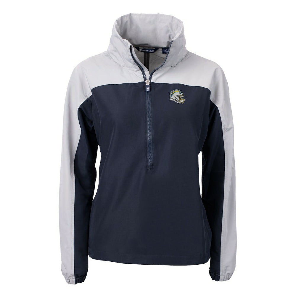 Cutter & Buck Women's Charter Eco Recycled Half-Zip Hooded Anorak Jacket - Los Angeles Chargers