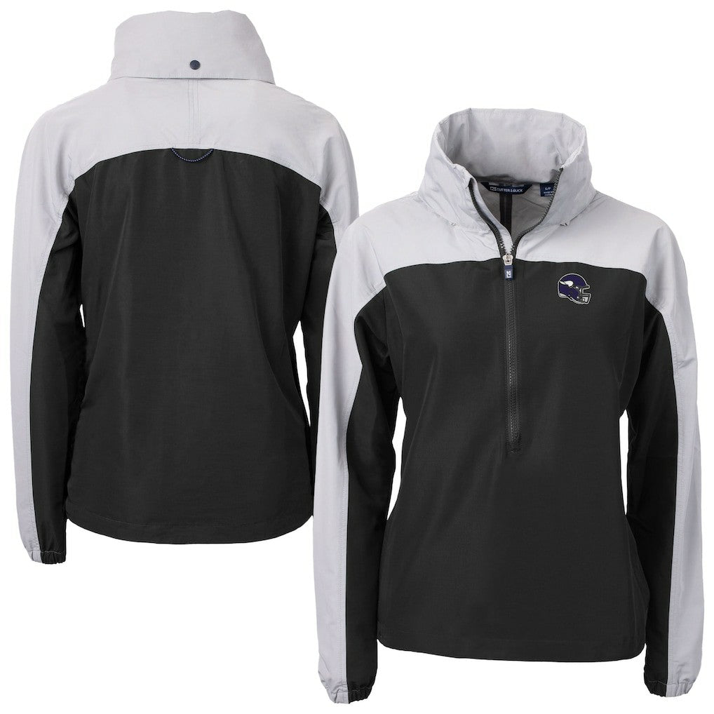 Cutter & Buck Women's Charter Eco Recycled Half-Zip Hooded Anorak Jacket - Minnesota Vikings