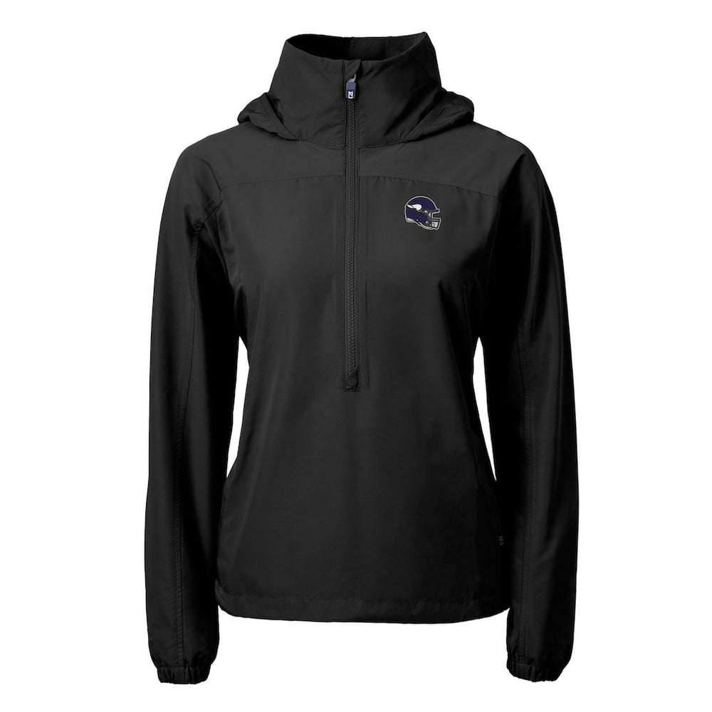 Cutter & Buck Women's Charter Eco Recycled Half-Zip Hooded Anorak Jacket - Minnesota Vikings