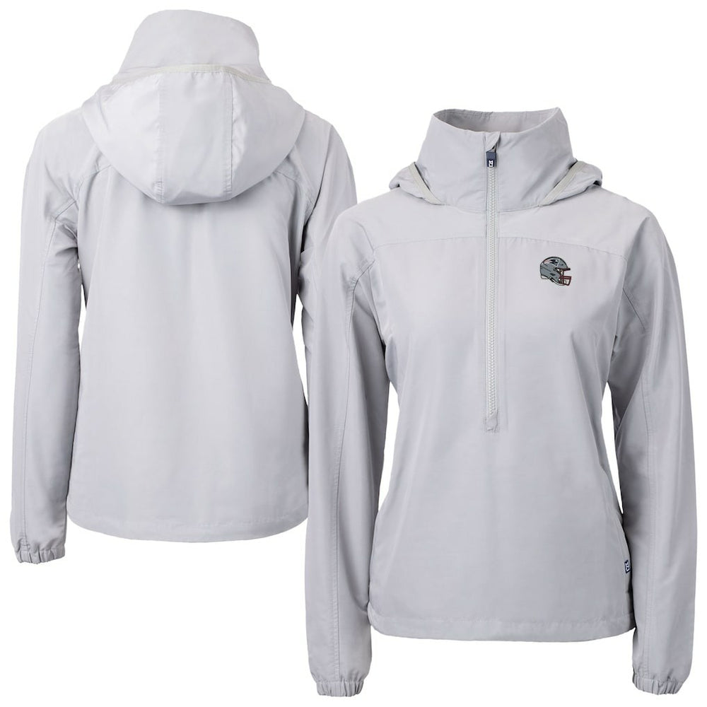 Cutter & Buck Women's Charter Eco Recycled Half-Zip Hooded Anorak Jacket - New England Patriots