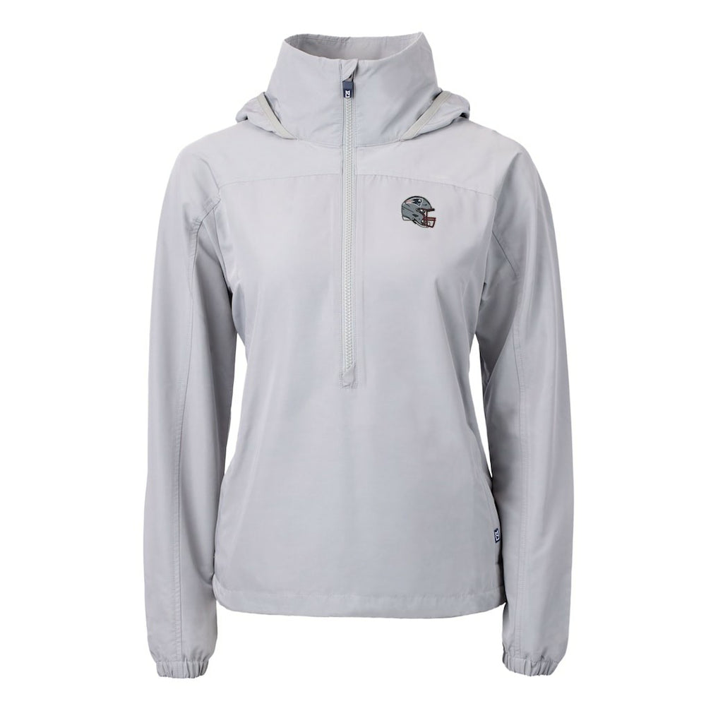 Cutter & Buck Women's Charter Eco Recycled Half-Zip Hooded Anorak Jacket - New England Patriots