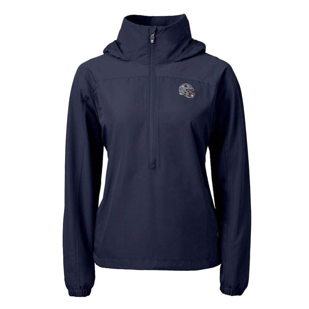 Cutter & Buck Women's Charter Eco Recycled Half-Zip Hooded Anorak Jacket - New England Patriots