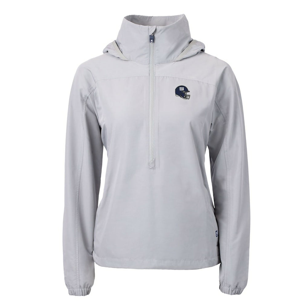 Cutter & Buck Women's Charter Eco Recycled Half-Zip Hooded Anorak Jacket - New York Giants