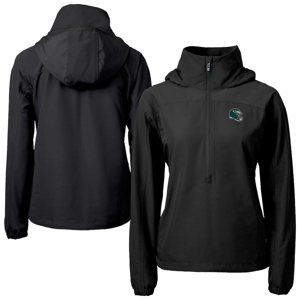 Cutter & Buck Women's Charter Eco Recycled Half-Zip Hooded Anorak Jacket - Philadelphia Eagles