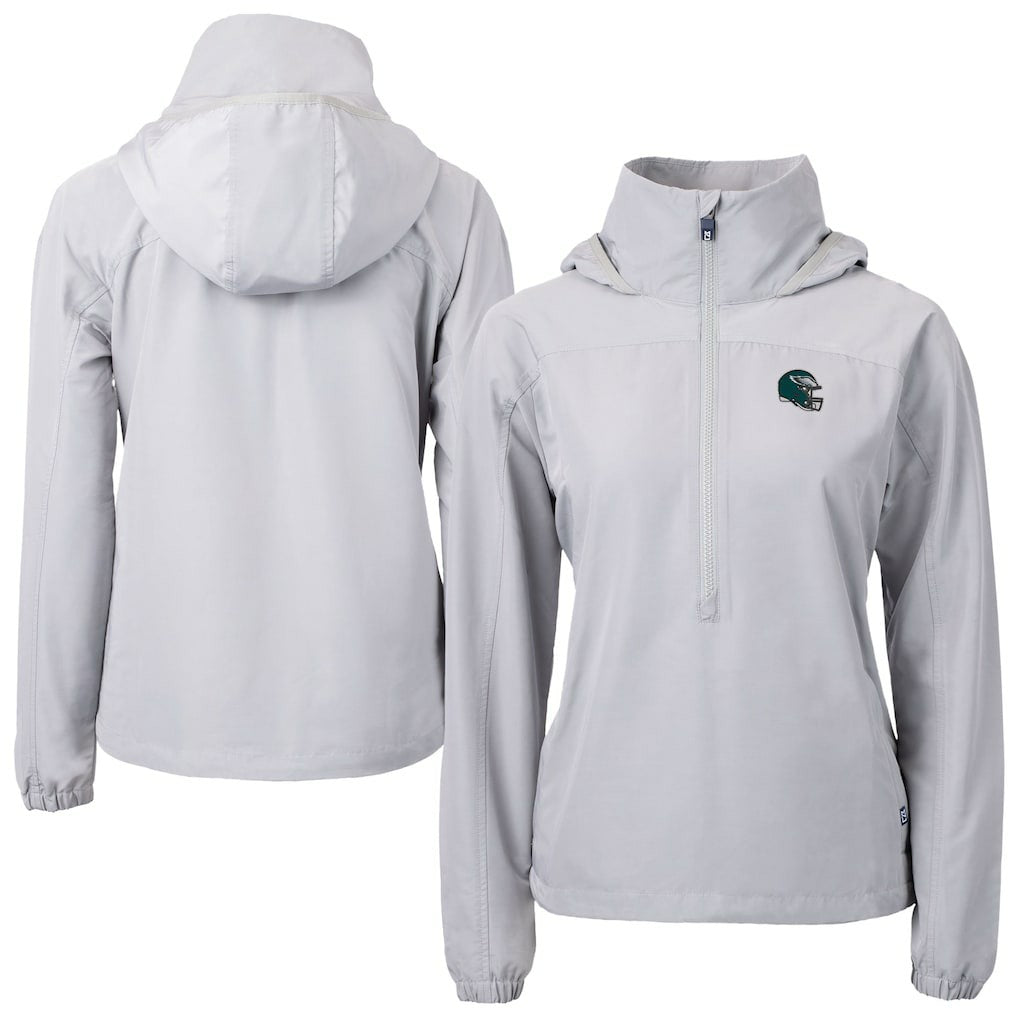 Cutter & Buck Women's Charter Eco Recycled Half-Zip Hooded Anorak Jacket - Philadelphia Eagles