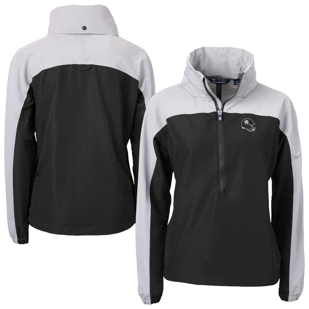 Cutter & Buck Women's Charter Eco Recycled Half-Zip Hooded Anorak Jacket - Pittsburgh Steelers