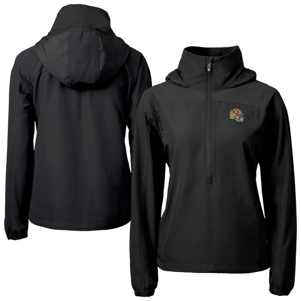 Cutter & Buck Women's Charter Eco Recycled Half-Zip Hooded Anorak Jacket - San Francisco 49ers