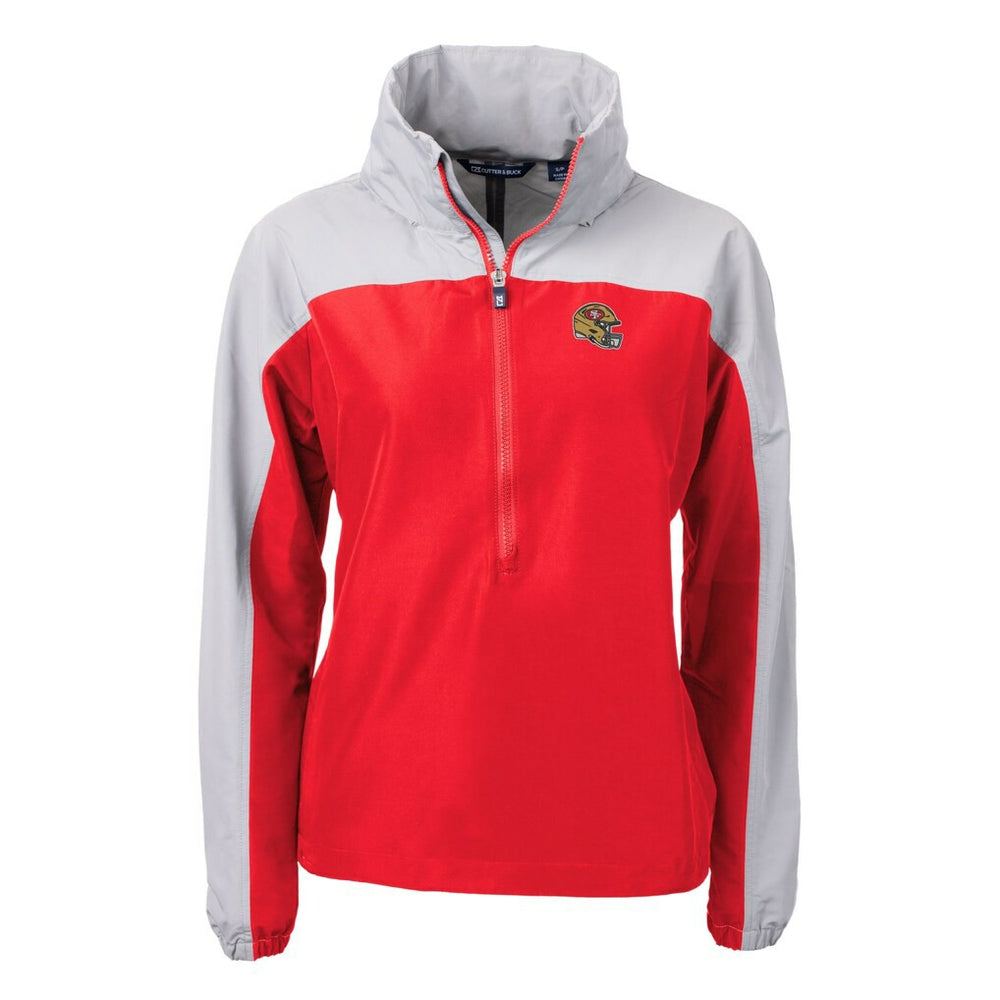 Cutter & Buck Women's Charter Eco Recycled Half-Zip Hooded Anorak Jacket - San Francisco 49ers