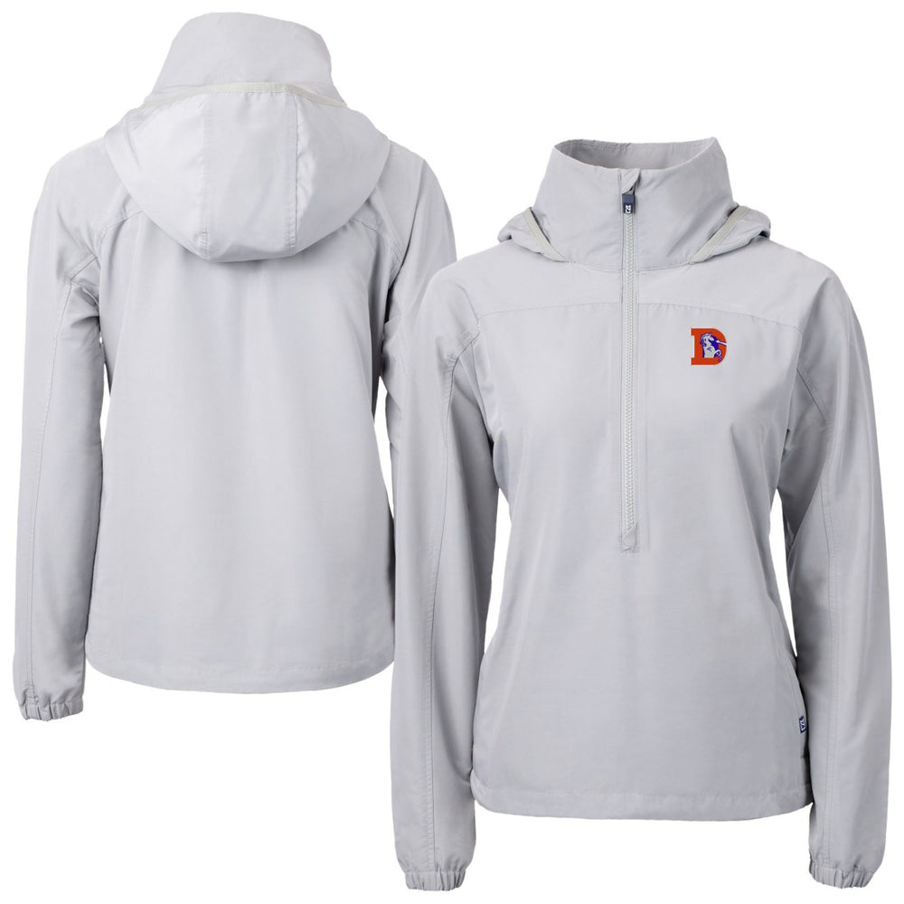 Cutter & Buck Women's Charter Eco Recycled Half-Zip Hooded Anorak Jacket - Denver Broncos