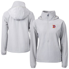 Cutter & Buck Women's Charter Eco Recycled Half-Zip Hooded Anorak Jacket - Denver Broncos