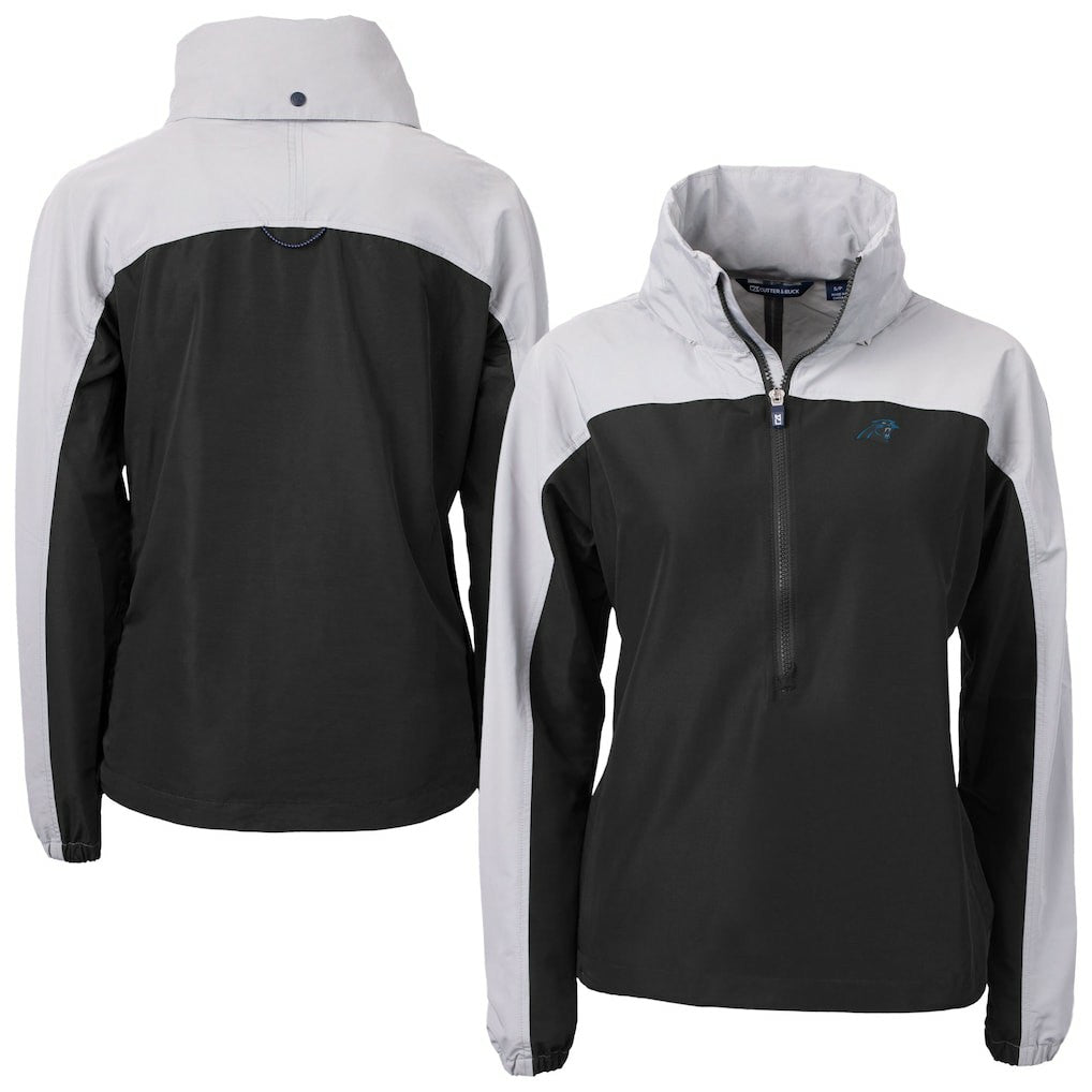 Cutter & Buck Women's Charter Eco Recycled Half-Zip Hooded Anorak Jacket - Carolina Panthers