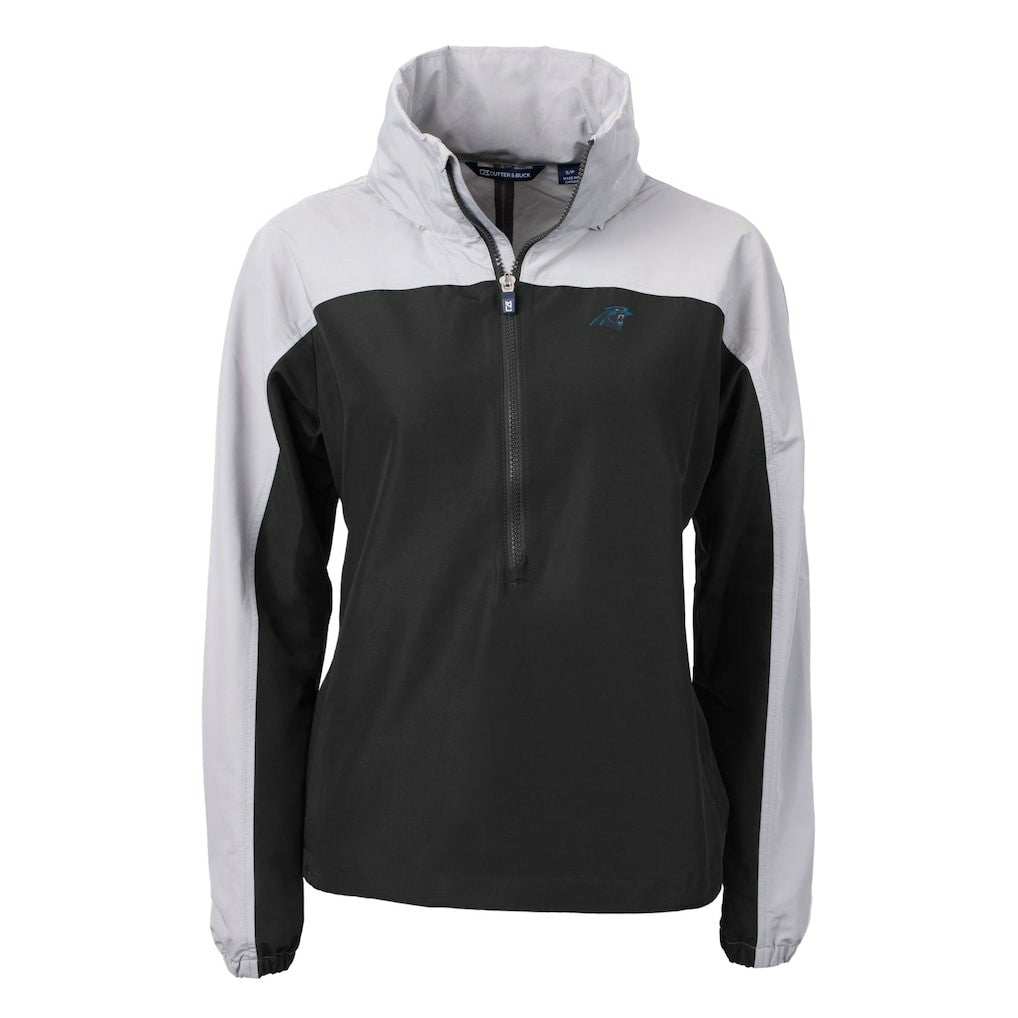 Cutter & Buck Women's Charter Eco Recycled Half-Zip Hooded Anorak Jacket - Carolina Panthers