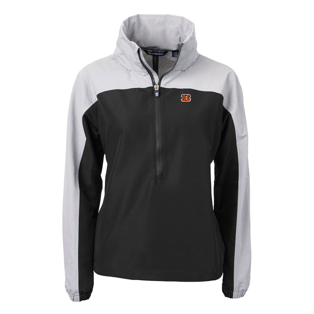 Cutter & Buck Women's Charter Eco Recycled Half-Zip Hooded Anorak Jacket - Cincinnati Bengals