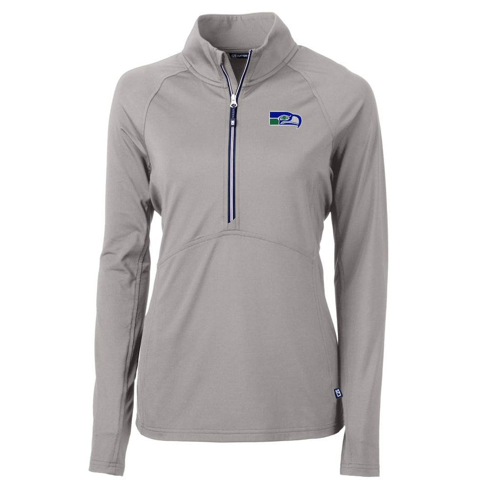 Cutter & Buck Women's Historical Adapt Eco Knit Stretch Recycled Raglan Half-Zip Top - Seattle Seahawks