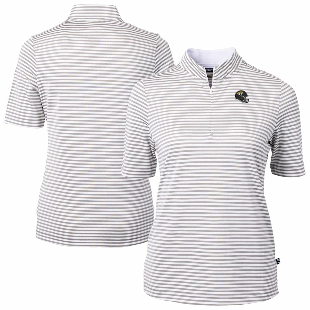 Cutter & Buck Women's Virtue Eco Pique Stripe Recycled Quarter-Zip Top - Jacksonville Jaguars