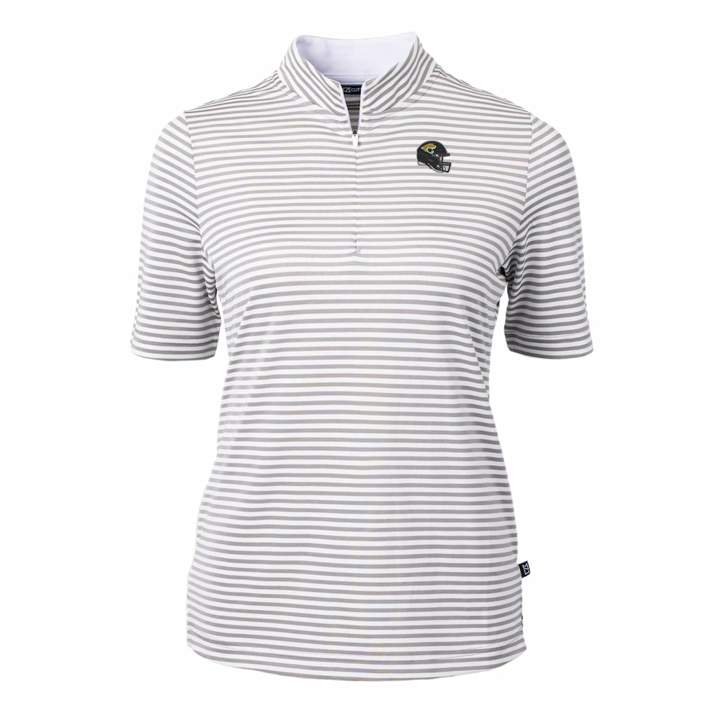 Cutter & Buck Women's Virtue Eco Pique Stripe Recycled Quarter-Zip Top - Jacksonville Jaguars