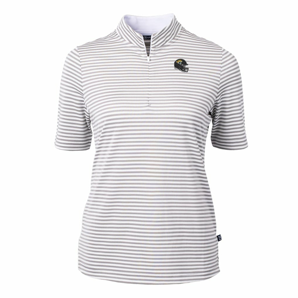 Cutter & Buck Women's Virtue Eco Pique Stripe Recycled Quarter-Zip Top - Jacksonville Jaguars