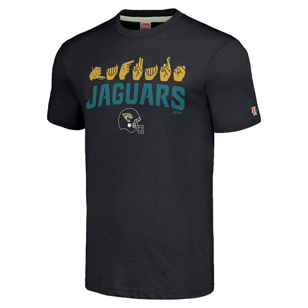 Homage Unisex The NFL ASL Collection by Love Sign American Sign Language T-Shirt - Jacksonville Jaguars