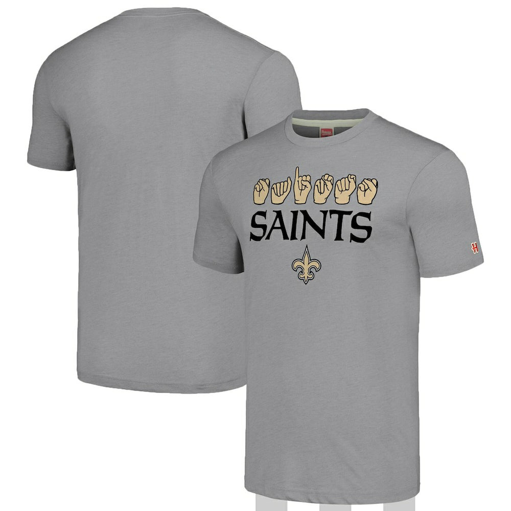 Homage Unisex The NFL ASL Collection by Love Sign American Sign Language T-Shirt - New Orleans Saints