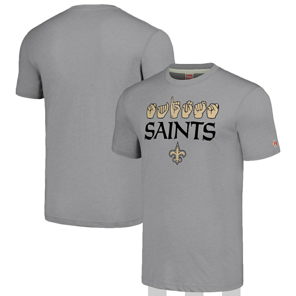 Homage Unisex The NFL ASL Collection by Love Sign American Sign Language T-Shirt - New Orleans Saints