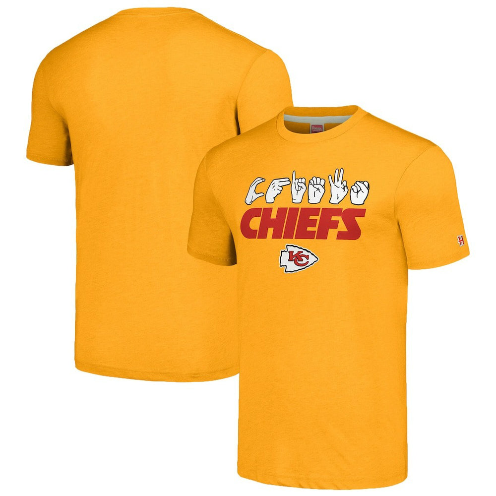 Homage Unisex The NFL ASL Collection by Love Sign American Sign Language T-Shirt - Kansas City Chiefs