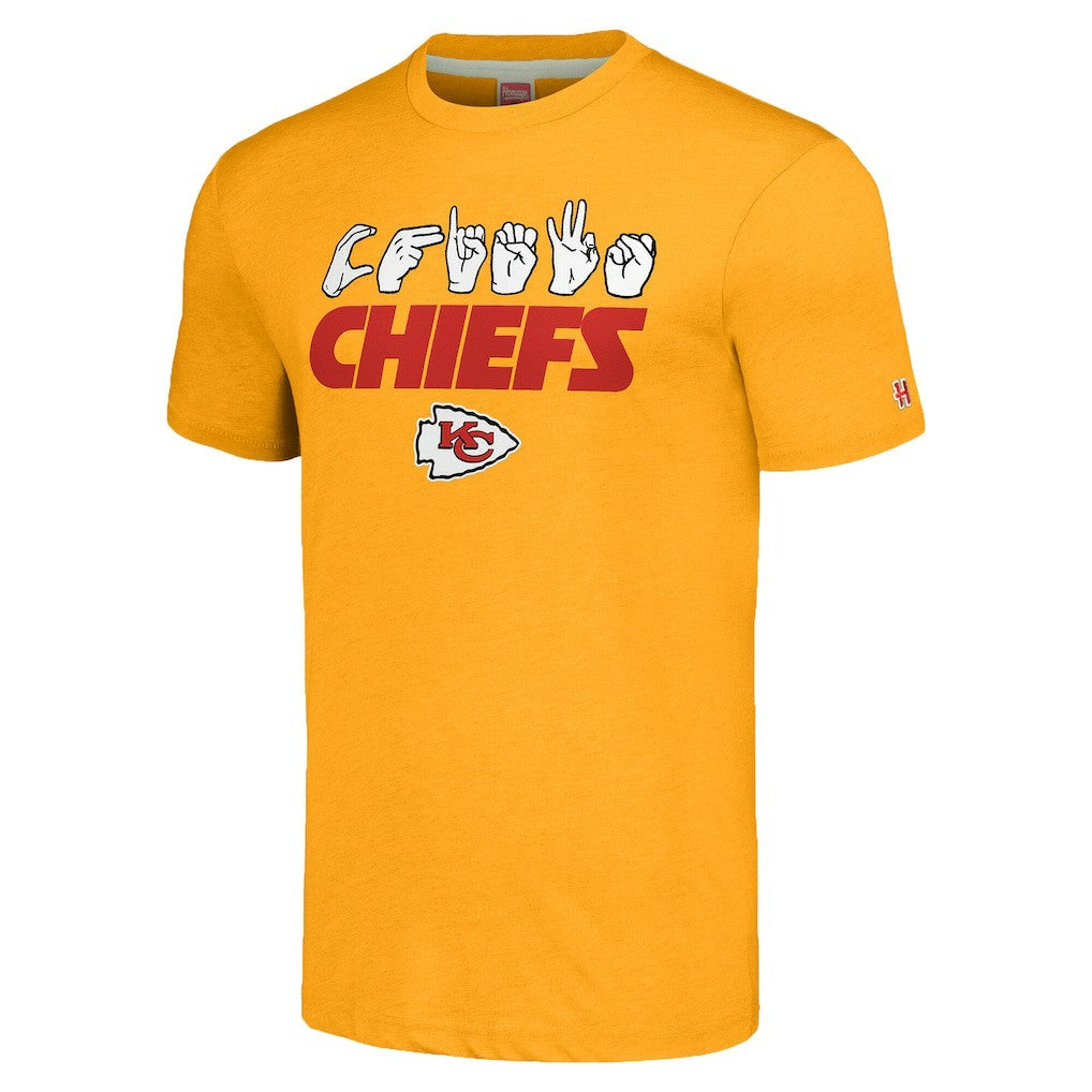 Homage Unisex The NFL ASL Collection by Love Sign American Sign Language T-Shirt - Kansas City Chiefs
