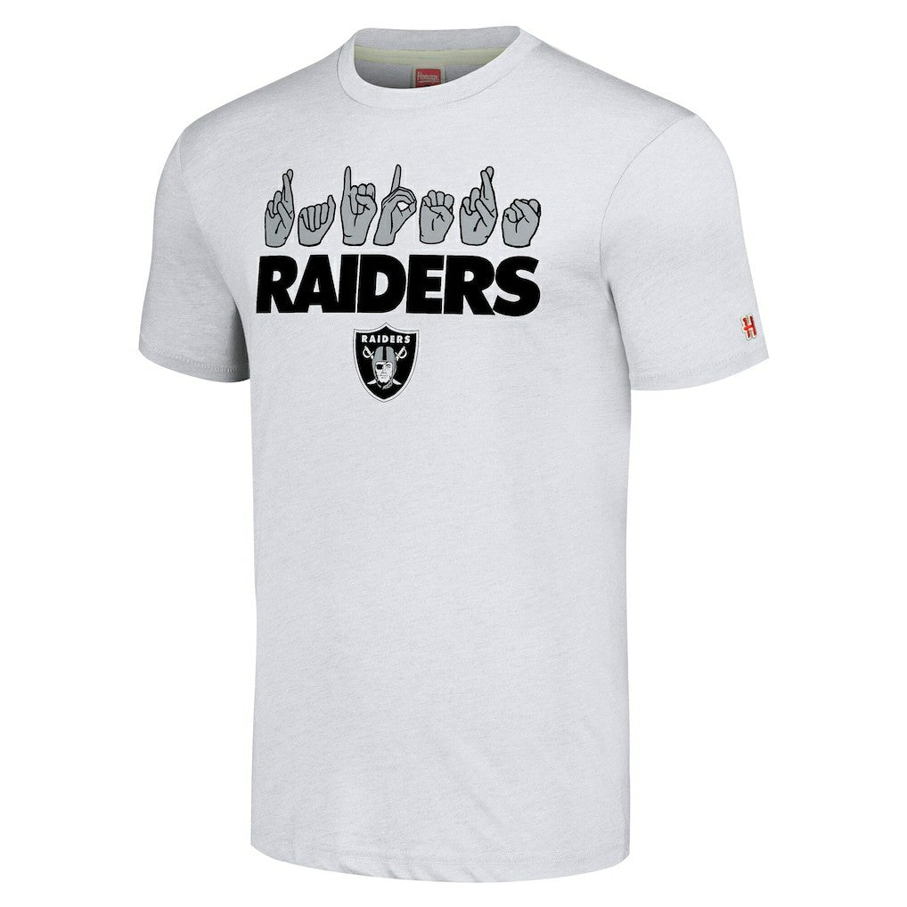 Homage Unisex The NFL ASL Collection by Love Sign American Sign Language T-Shirt - Las Vegas Raiders