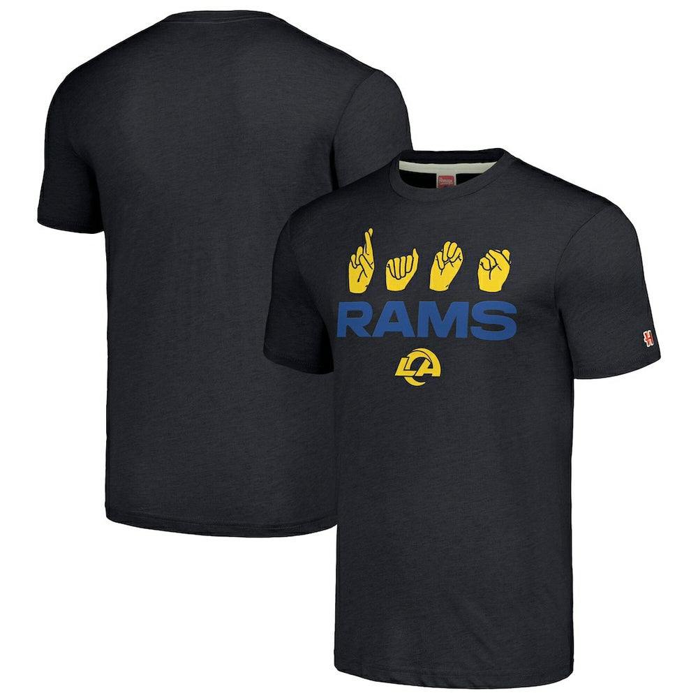 Homage Unisex The NFL ASL Collection by Love Sign American Sign Language T-Shirt - Los Angeles Rams