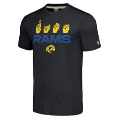 Homage Unisex The NFL ASL Collection by Love Sign American Sign Language T-Shirt - Los Angeles Rams