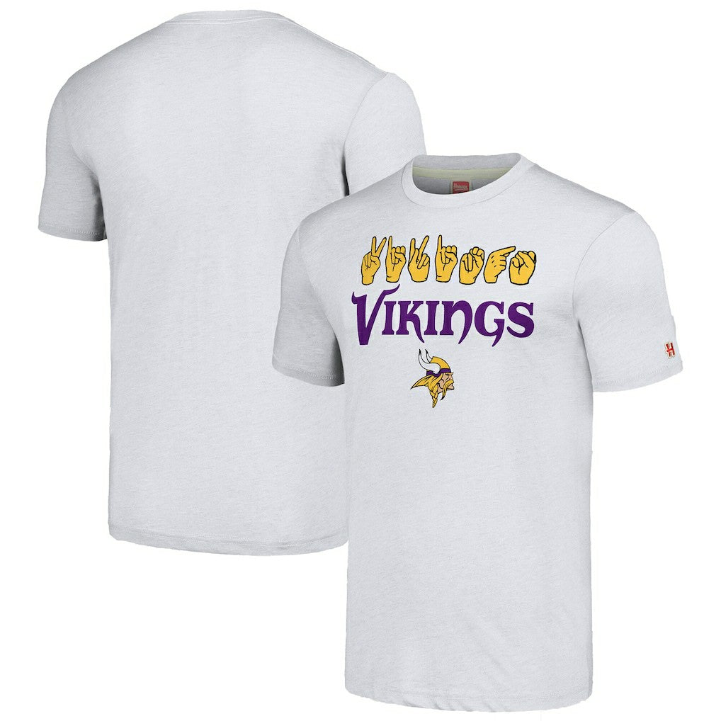 Homage Unisex The NFL ASL Collection by Love Sign American Sign Language T-Shirt - Minnesota Vikings