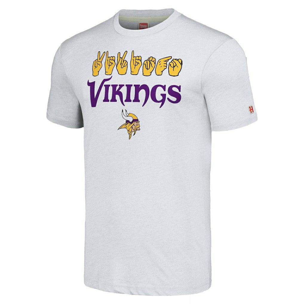 Homage Unisex The NFL ASL Collection by Love Sign American Sign Language T-Shirt - Minnesota Vikings