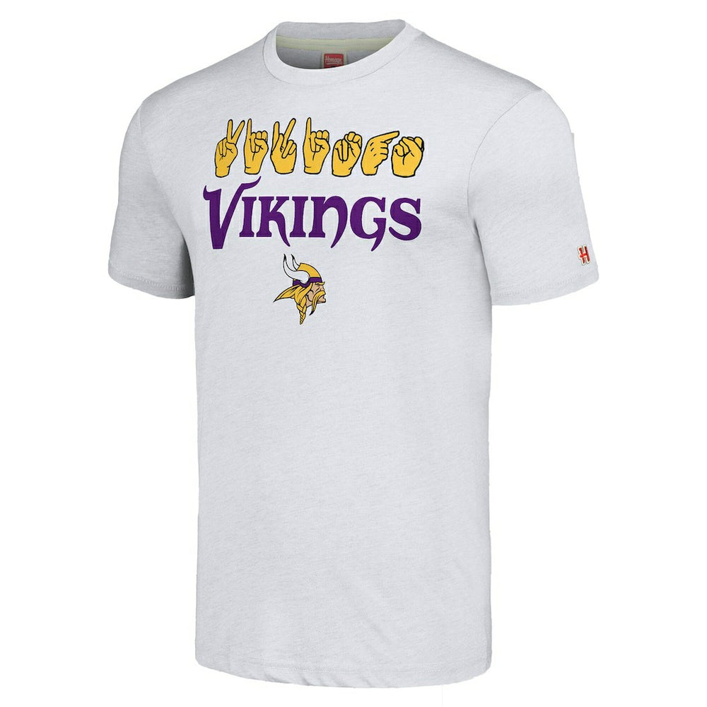Homage Unisex The NFL ASL Collection by Love Sign American Sign Language T-Shirt - Minnesota Vikings