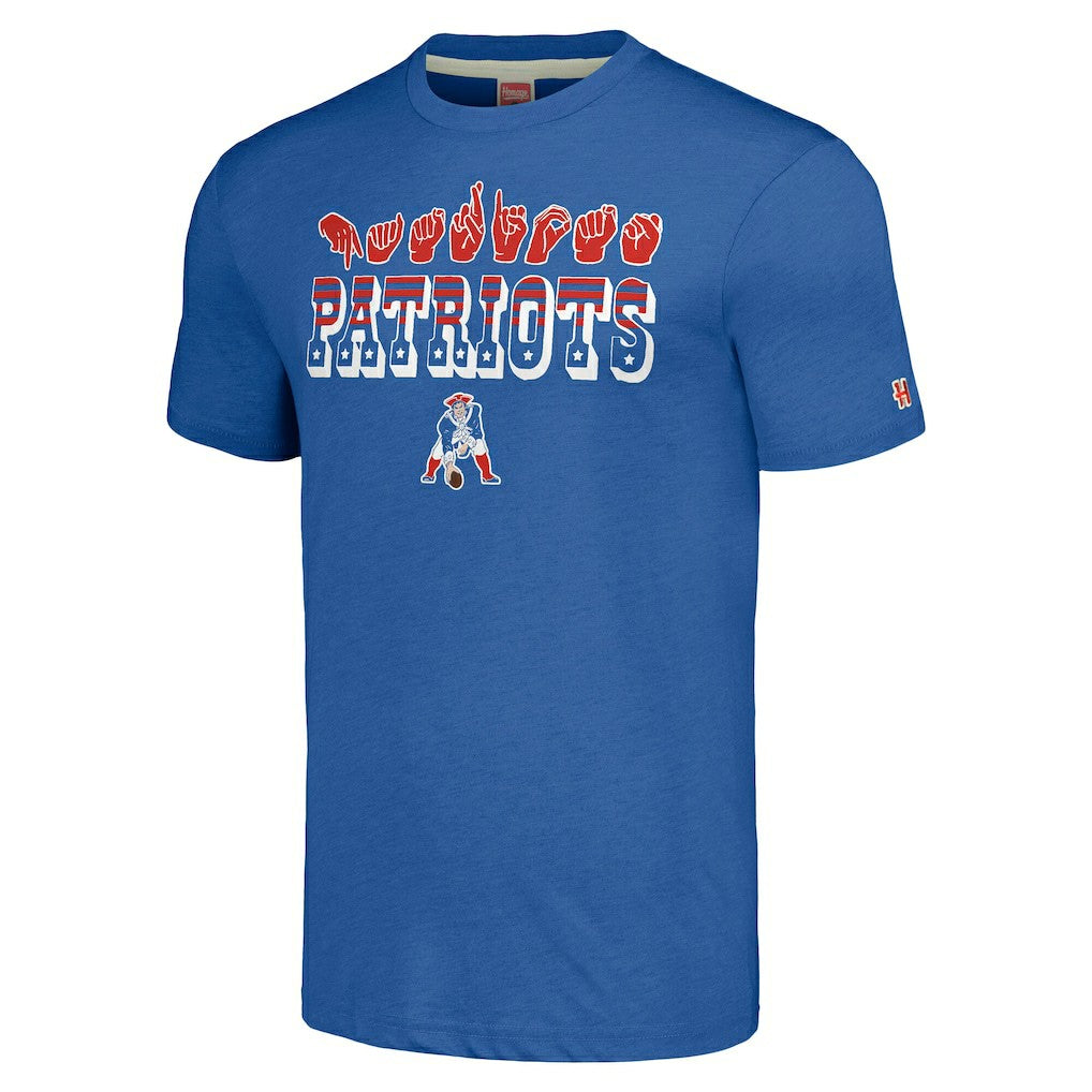 Homage Unisex The NFL ASL Collection by Love Sign American Sign Language T-Shirt - New England Patriots