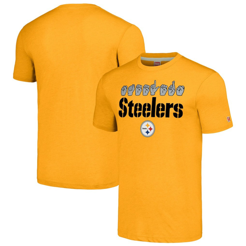 Homage Unisex The NFL ASL Collection by Love Sign American Sign Language T-Shirt - Pittsburgh Steelers