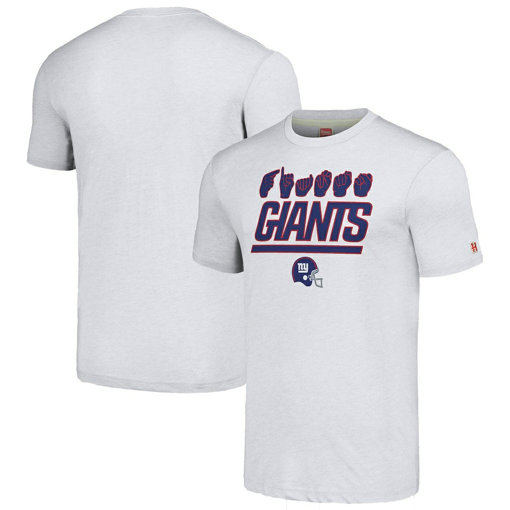 Homage Unisex The NFL ASL Collection by Love Sign American Sign Language T-Shirt - New York Giants