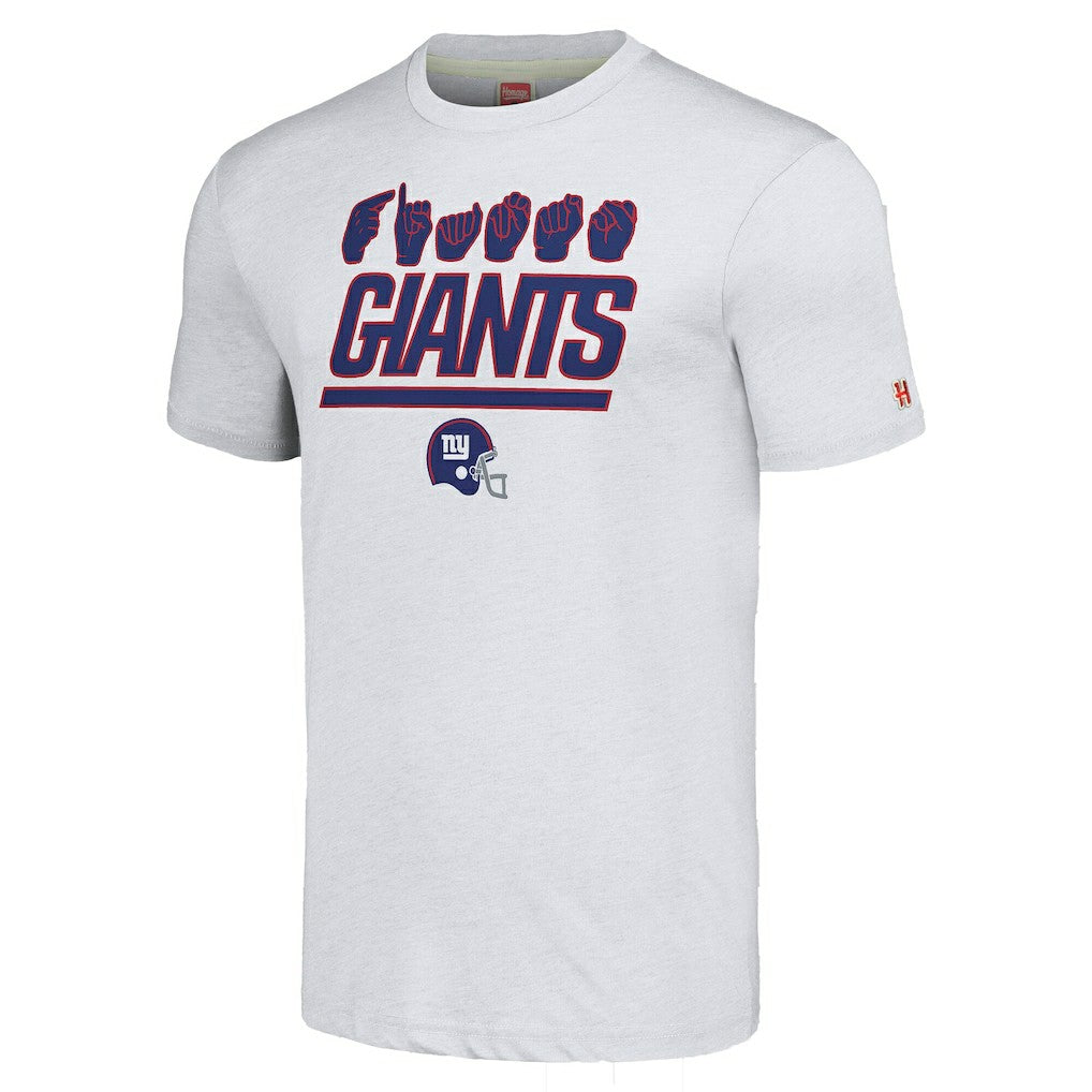 Homage Unisex The NFL ASL Collection by Love Sign American Sign Language T-Shirt - New York Giants