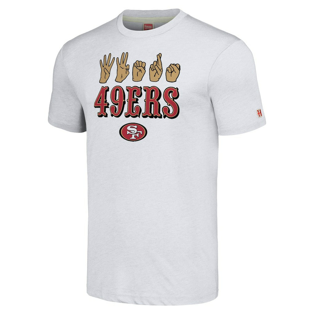 Homage Unisex The NFL ASL Collection by Love Sign American Sign Language T-Shirt - San Francisco 49ers