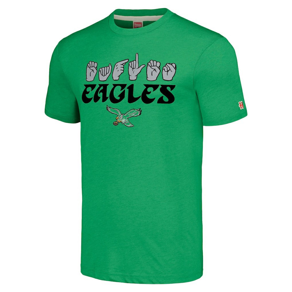 Homage Unisex The NFL ASL Collection by Love Sign American Sign Language T-Shirt - Philadelphia Eagles