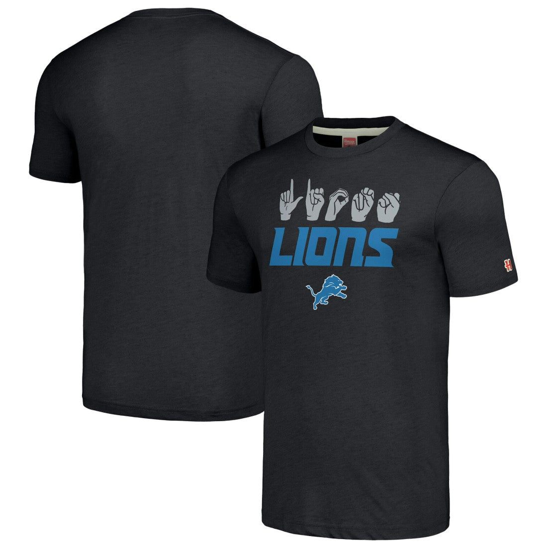 Homage Unisex The NFL ASL Collection by Love Sign American Sign Language T-Shirt - Detroit Lions