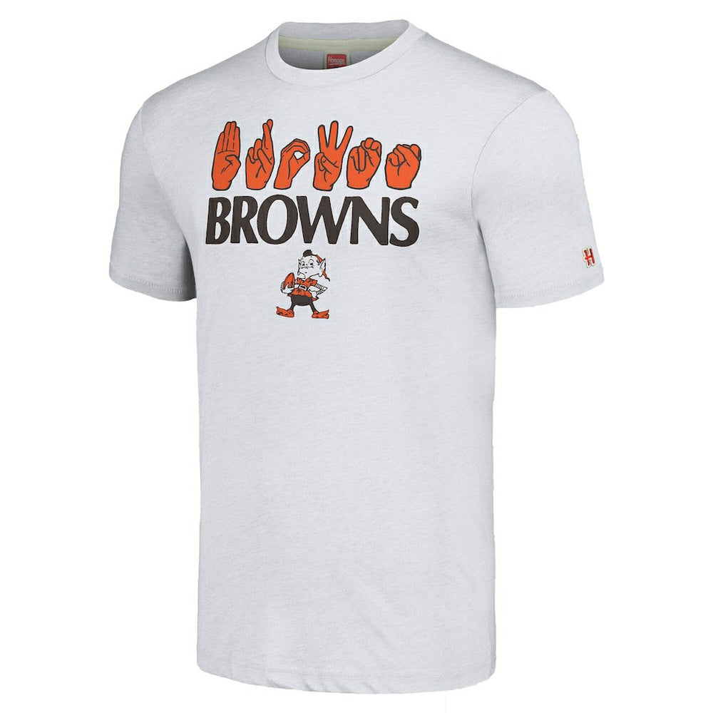 Homage Unisex The NFL ASL Collection by Love Sign American Sign Language T-Shirt - Cleveland Browns