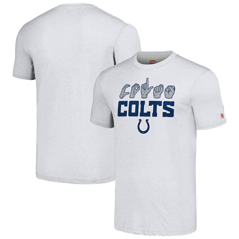 Homage Unisex The NFL ASL Collection by Love Sign American Sign Language T-Shirt - Indianapolis Colts
