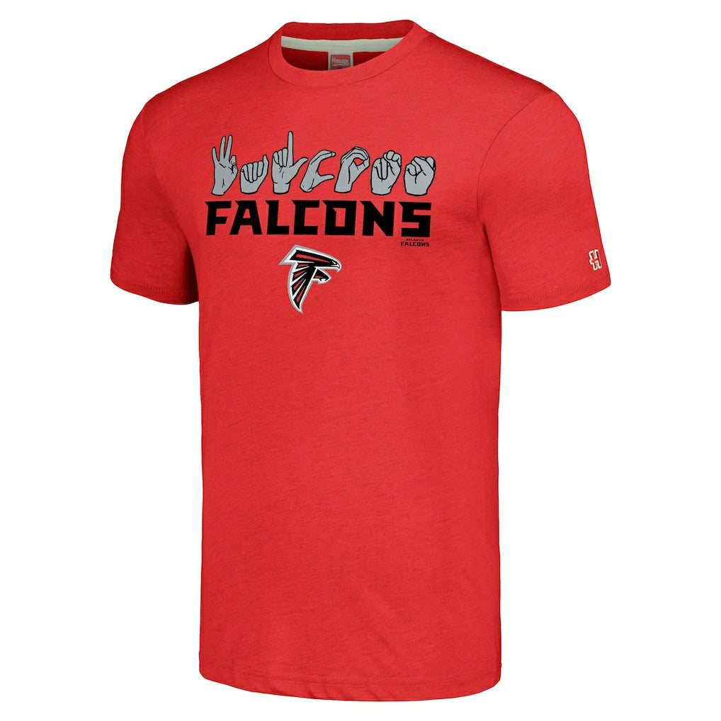 Homage Unisex The NFL ASL Collection by Love Sign American Sign Language T-Shirt - Atlanta Falcons